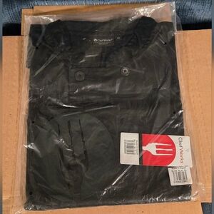 Chef Works BLSS-BLK-XL Double Breasted Short Sleeve Black Chef's Jacket